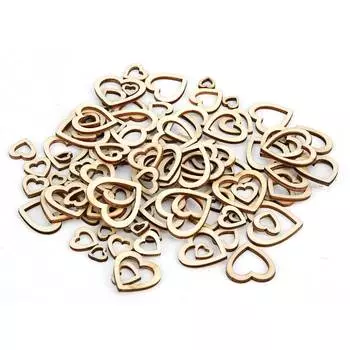 200 шт. полых сердец в форме дерева Craft натуральное украшение для дома ручной работы 10-30 мм(Полая форма сердца