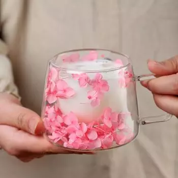 200ml Flower Coffee Cup Double Wall Glass Heat Resistant Dried Floral Mug Crsytal Iced Coffee Beer Wine Glass Beverage Glassware 200ml синий