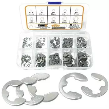 200Pcs 304 Stainless Steel E-ring - Easy to Install, Corrosion Resistant, Widely Used in Mechanical and Electronic Equipment