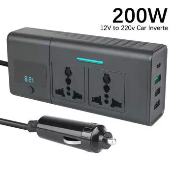200W Car Accessories Power Inverter Adapter DC 12V to AC 220V Invertor Car Inverter With Digital Display