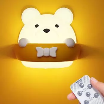 2019 оригинальный светодиодный ночник с зарядкой через USB, медвежонок, бесступенчатое затемнение с дистанционным управлением, прикроватная лампа для детей, подарок на день рождения белый