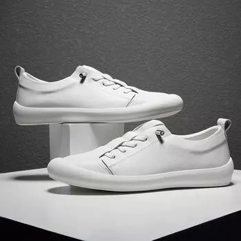 2019 summer little white shoes men s genuine leather soft sole soft surface leather breathable casual shoes Korean version trend board shoes Z41-B 38 белый