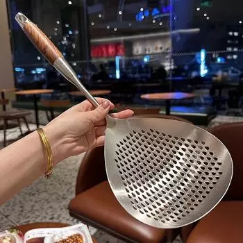 201 Кухонная утварь из нержавеющей стали сито для приготовления пищи с деревянной ручкой дуршлаг для перца и приправ сито посуда фильтр совок ложки