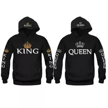 2021 Новая мода King and Queen Muti цвета соответствующие милые любовные женские толстовки с капюшоном S-5X XXXXXL