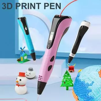 2022 НОВИНКА 3D-ручка для печати, набор 3d-ручек для детей, детский день рождения, Рождество, креативный подарок своими руками, ЖК-дисплей с PLA-нитью PLA 9Meters 3 Color белый