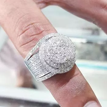 2022 Свадебные трендовые женские кольца, блестящие Iced Out AAA, белые кольца с кубическим цирконом, роскошные модные обручальные украшения Anillos 6