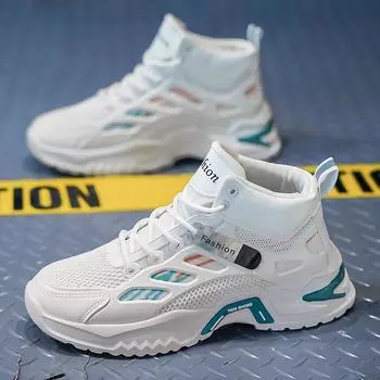 2024 autumn new high-top sports men s shoes breathable and comfortable casual thick-soled heightening sports running shoes dad shoes 39