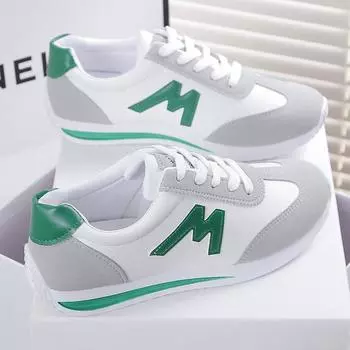 2024 autumn new thick-soled Forrest Gump shoes women s leather surface is easy to match casual shoes trendy student running shoes 35 красный