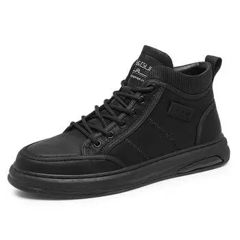 2024 Autumn Winter Classic Men s Ankle Boots Thick Sole High Top Shoes Trendy Men s Casual Shoes Durable Oxford Shoes 39 чёрный