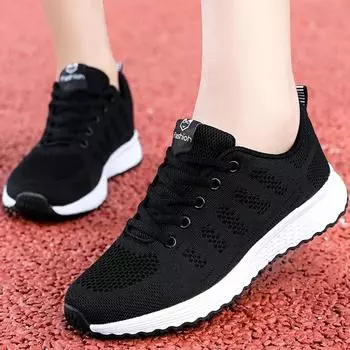 2024 Best-selling Sports Running Shoes Mesh Surface Breathable Light Travel Shoes Student Female Soft Sole Casual Shoes Female 35 черный белый