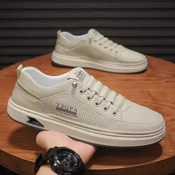 2024 board shoes outdoor leather surface waterproof tooling casual low-top sports men s shoes trendy student shoes versatile little white shoes 39