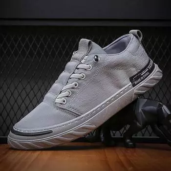2024 Casual Shoes for Men Sneakers Men Ice Silk Canvas Shoes Lace Up Loafers Man Breathable Flat Sports Shoes Trendy Zapatillas 39 серый
