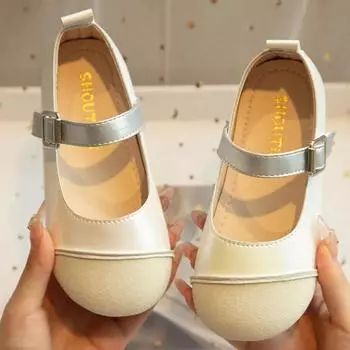 2024 Children Leather Shoe for Girl Autumn New Fashion Korean Style Soft Bottom Casual Chic Versatile Anti-slippery Trendy Flats 26 розовый
