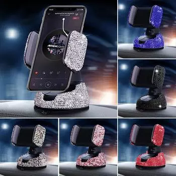 2024 Diamond Bling Автомобильный держатель для телефона со стразами и кристаллами Универсальный держатель для мобильного телефона Аксессуары для салона автомобиля для женщин фиолетовый