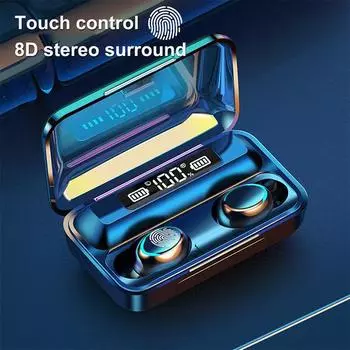 2024 F9 обновление TWS Bluetooth наушники беспроводные наушники 9D стерео спортивные водонепроницаемые наушники гарнитуры с микрофоном чёрный