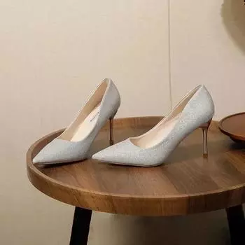 2024 Fashion High Heels 34-42 Plus Size Women Shoes Thin Stiletto Banquet Wedding Shoes Sexy Pointed Toe Ladies Party Shoes 34 чёрный