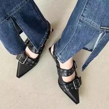 2024 Fashion Shoes for Women Plus Size Women s High Heels New Belt Buckle Office and Career Sexy Pointed Toe Closed Toe Sandals 34 покинуть белый