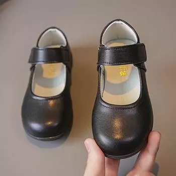 2024 Four Seasons Girls Leather Shoes Platform Shallow Casual Shoes Simple Versatile Soft Kids Fashion Shoes Children Round-toe 26