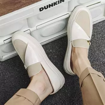 2024 Four Seasons Men s Low-Top Foot Shoes Fashion British Gentleman s Men s Shoes European Station Casual White Leather Shoes Men s 38