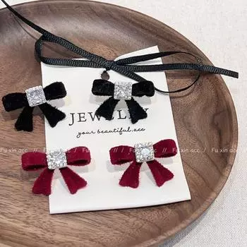 2024 High-End Zircon Bow Earrings for Women - Autumn/Winter