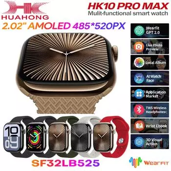 2024 HK10 Pro Max Smart Watch Series 10 для мужчин AMOLED Video Music 3D Menu Fitness Tracker Women Series Smartwatch для IOS Android