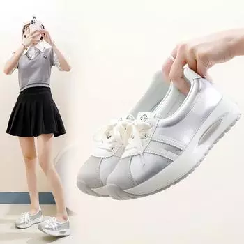 2024 Hot Sale of High Quality New Korean Version of Daddy Shoes Female Breathable Female Student Increase Casual Shoes Sneakers 35 белый
