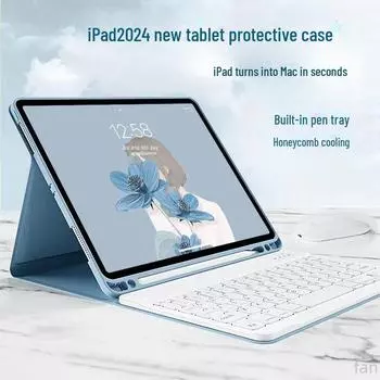2024 iPad Air 6 Bluetooth Silent Keyboard Case with Pen Slot for 11 Model iPad Pro 11-inch