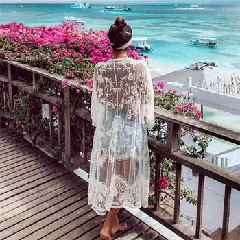 2024 Кафтан Пляж Парео Пляжная одежда Купальник Cover up Playa Парео Туники для пляжа Туника Купальники One Size синий
