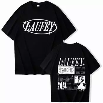 2024 Laufey Tour летняя футболка мужская женская Harajuku O-образный вырез короткий рукав повседневная свободная футболка с круглым вырезом хип-хоп Y2k футболки одежда S