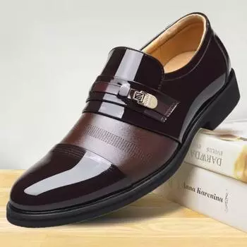 2024 Leisure Breathable Work Footwear Durable Soft Sole Leather Shoes Men s Formal Business Leather Shoes 40 чёрный