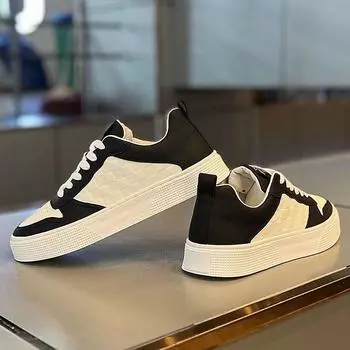 2024 Leisure Men s Spring and Autumn Little White Board Shoes, дышащие универсальные спортивные кроссовки на плоской подошве с сетчатой подкладкой 40 чёрный