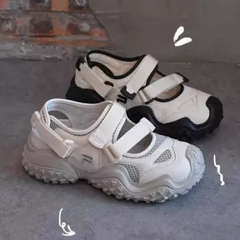2024 Лето Новые Туфли Mary Jane Retro Ugly женские сетчатые сандалии с толстым дном и полыми резиновыми покрышками нескользящие кроссовки 36 чёрный