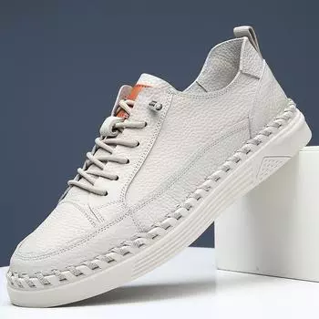 2024 Men Leather Shoes Classic Business Formal Shoes for Handmade Casual Men s Lace Up Footwear Man Platform Non-slip Skate Shoe 38 чёрный