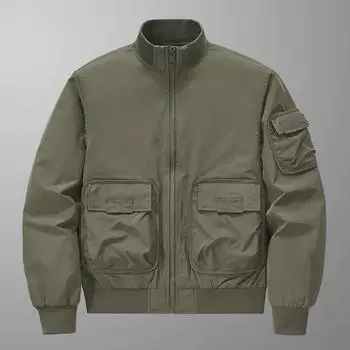2024 Men s Autumn Stand Collar Windproof Casual Jacket - Korean Style 4XL серый