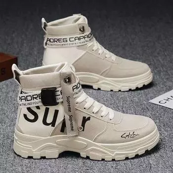 2024 Men s Casual Round Toe High Top Martin Boots - Comfortable Spring/Autumn Trend 41 серый