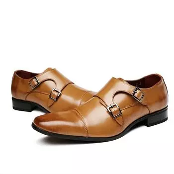 2024 Men s Genuine Leather Monk Strap Formal Shoes - Japanese Business and Wedding Style 43
