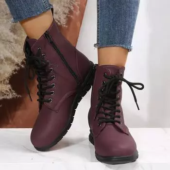 2024 Модные женские ботинки из натуральной кожи черного цвета Zapatos Para Mujeres Comfort Winter Ankle Boots Роскошные теплые ботинки для мотоциклистов 35 бордовый