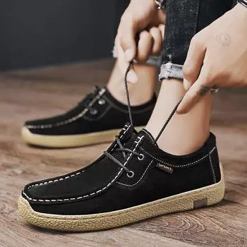 2024 Мужская обувь Модные туфли из натуральной кожи Snail Shoes Дышащие весенне-осенние удобные повседневные туфли на шнуровке с низким верхом 38 чёрный