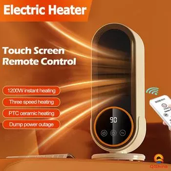 2024 New 1200W Portable Space Heater Home Warmer Electric Heater With Touch Screen Remote Control Timing 3 Speeds PTC Heating 1200W&EU белый