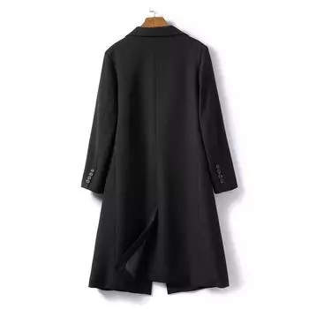2024 new autumn clothing long over the knee fashion suit trench coat women s design sense French thin straight spring and autumn coat S 90-105 чёрный