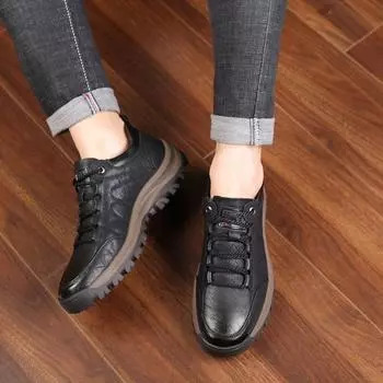 2024 New Autumn Single Casual Shoes Men s Mountaineering Sports Shoes Cotton Shoes Warm Men s Shoes 39 чёрный