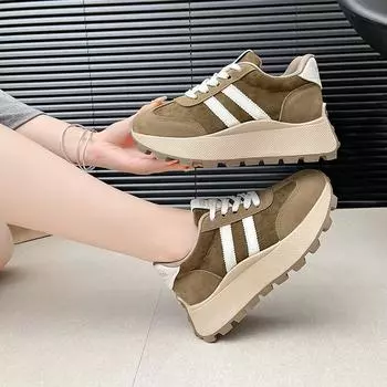 2024 New Black Women Platform Casual Sneakers Shoes Vintage Versatile Thick Sole Dad s Shoes Fashion Designer Vulcanize Shoes 35 чёрный