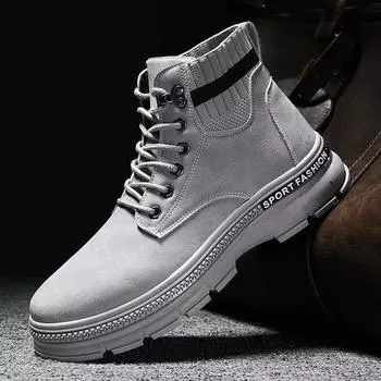 2024 New Boots Men s High-Top Trendy All-Match Casual Work walking Shoe British Middle Top Boot Trendy Men s Shoess56 39