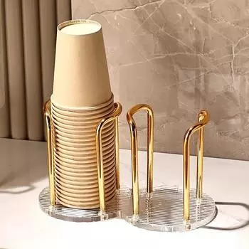 2024 New Disposable Cup Storage Holder Water Tea Cups Dispenser Rack Shelf with Longer Stick Mug Display Stand Home Organizer