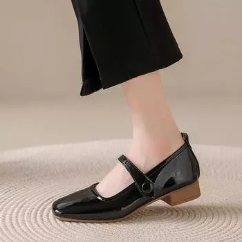 2024 New Fashion Solid Color Spring and Autumn Women s Heeled Single Shoes with Square Toe Shallow Mouth and Square Heel 35 розовый