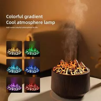 2024 New Flame Remote Control Aromatherapy Machine Colorful Night Light Can Add Essential Oils Desktop Incense Burners чёрный