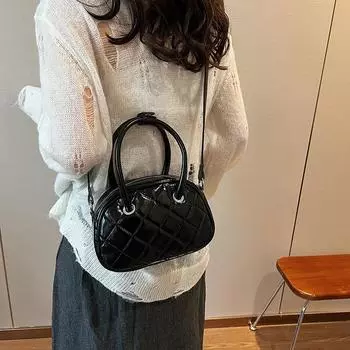 2024 new foreign style fashion super fire bowling bag handbag niche embroidered thread rhombus shoulder messenger bag кофейный