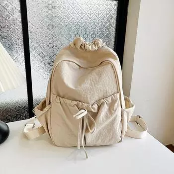 2024 new high school student backpack short trip backpack cream light large capacity college bag белый