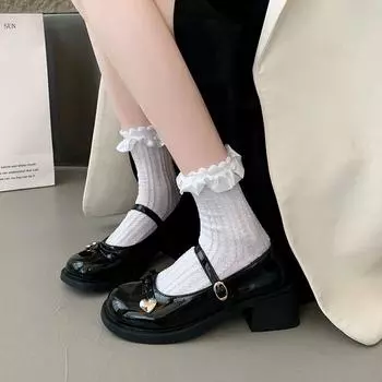2024 New Hot Selling Versatile Square Toe Solid Color Shoes Bow Decoration Bag Heel Straight Buckle Ladies Shoes 35 коричневый