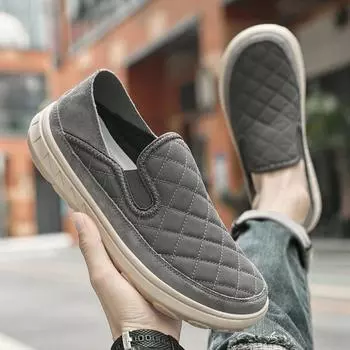 2024 New Men Comfy Loafers Breathable Men s Leisure Slip on Flats Breathable Male Walking Footwear Outdoor Men s Dress Shoes 38 бежевый